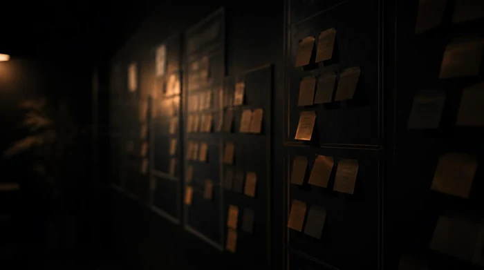 Facilitation workshop wall with sticky notes